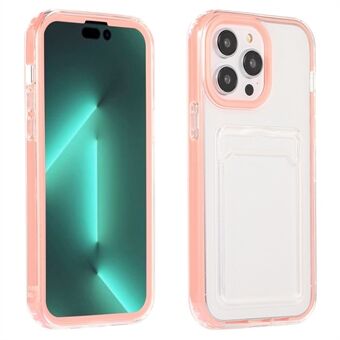 Voor iPhone 14 6.1 inch Zachte TPU Transparante Achterkant Gekleurde Frame Case Kaartsleuf Ontwerp Telefoon Shell: