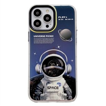 Laser telefoonhoes voor iPhone 14 6,1 inch, anti-val astronaut ruimtevaarder patroon harde pc mobiele telefoon achterkant