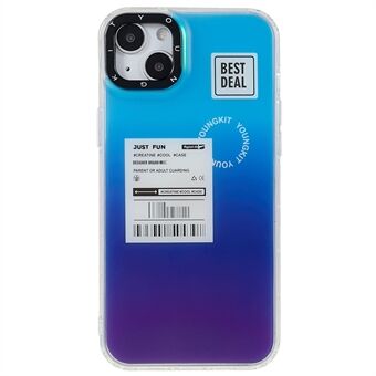 Valbestendig telefoonhoesje voor iPhone 14 6.1 inch, laser IMD-patroon bedrukt acryl + TPU mobiele telefoon achterkant