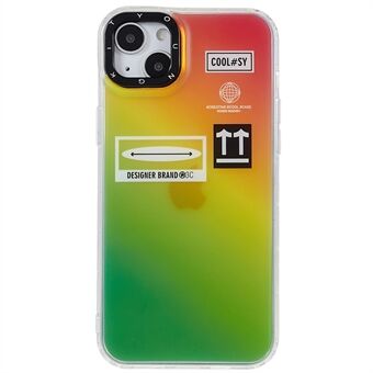 Valbestendig telefoonhoesje voor iPhone 14 6.1 inch, laser IMD-patroon bedrukt acryl + TPU mobiele telefoon achterkant