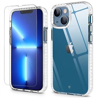 Clear Phone Case voor iPhone 14 6.1 inch, Acryl + TPU Anti-drop Cover met Tempered Glass Screenprotector