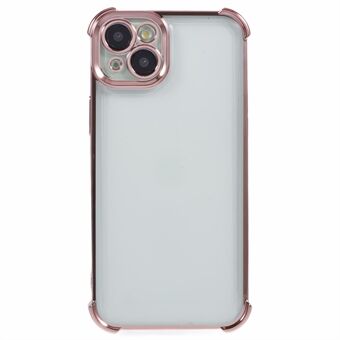 Voor iPhone 14 Hoesje Elektroplated TPU Telefoon Achterkant Cover met Zijkant Hartpatroon