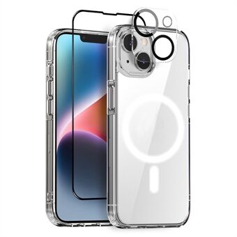 NORTHJO Voor iPhone 14 PC+TPU Telefoonhoesje met Gehard Glas Schermfolie + Lensbeschermer, Compatibel met MagSafe