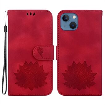 Voor iPhone 14 Hoesje Lotus Gemaakt van PU Leren Flip Telefoon Portemonnee Hoes