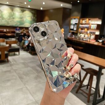 Voor iPhone 14 Hoes Elektrisch Geplateerde Diamanttextuur Schokbestendige TPU Telefoonhoes