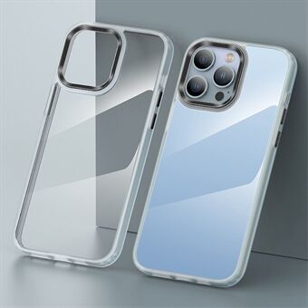 Schokbestendige hoes voor iPhone 14 Anti-val TPU+PC hoes Volledige bescherming slanke hoes met metalen knoop / lensframe