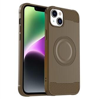 Voor iPhone 14 Hoesje Compatibel met MagSafe TPU Telefooncover met Koolstofvezel Textuur