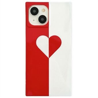 Voor iPhone 14 Hoes Glanzend TPU Liefde Hart Patroon Vierkante Vorm Krasbestendige Telefoonhoes