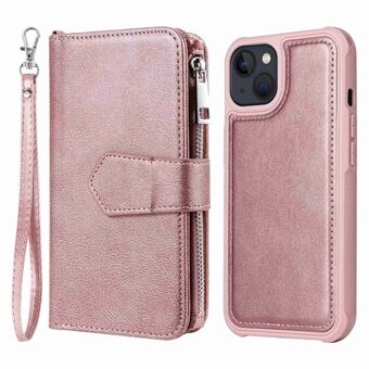 KT Multi-functioneel Series-4 telefoonhoesje met ritsvak voor iPhone 14, afneembare 2-in-1 PU lederen portemonnee Stand cover