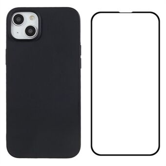 WANLONFENG MS-serie voor iPhone 14 TPU-hoes met matte afwerking en schermbeschermer (grote lensgat)