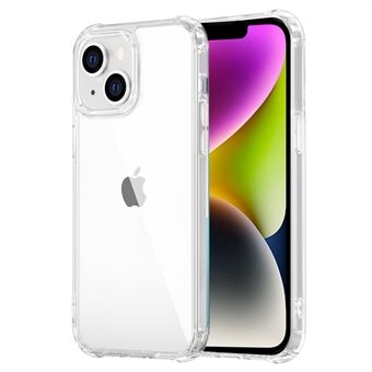 LEEU DESIGN Kristalhelder telefoonhoesje voor iPhone 14 Anti-val beschermhoes Gehard glas achterkant TPU telefoonhoesje met 6D stereogeluidsgaten