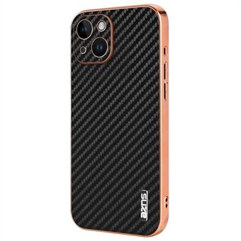 AZNS Voor iPhone 14 Hoes Electroplating Carbon Fiber Textuur PU+TPU Telefoonhoes