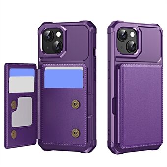 Voor iPhone 14 Hoesje Kaartsleuf Kickstand Leer+TPU Versterkte Hoek Telefoonhoes