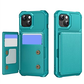 Voor iPhone 14 Hoes Kaartsleuf Kickstand Leer+TPU Versterkte Hoek Telefoonhoesje