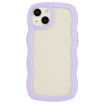 Voor iPhone 14 Wave Edge Kleur Frame Transparant Achterkant PC + TPU Telefoon Beschermhoes