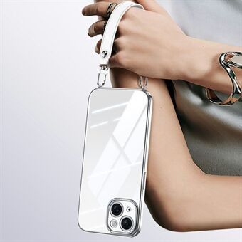 SULADA Voor iPhone 14 Hoes Electroplating Ultra Clear Soft TPU Telefoonhoesje met PU Polsband