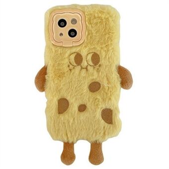 Voor iPhone 14 Hoes Onzichtbare Lens Kickstand Cartoon Pluche Telefoonhoesje