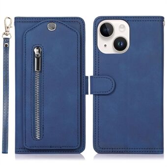 Draaibare make-upspiegel Stand Wallet Phone Case voor iPhone 14, PU lederen ritszak Anti-drop Cover