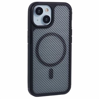 Voor iPhone 14 Hoes Compatibel met MagSafe Carbon Fiber TPU+PC Anti-Val Telefoonhoes