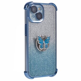 Voor iPhone 14 hoesje vlinder kickstand glitter TPU schokbestendige telefoonhoesje