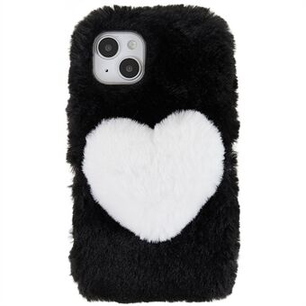 Voor iPhone 14 Love Heart Design Fluffy Plush Soft TPU Phone Case Anti Scratch Back Cover