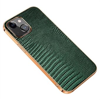 Schokbestendige hoes voor iPhone 14 Lizard Texture Anti Scratch telefoonhoes Echt leer gecoat Galvaniseren TPU Achterkant