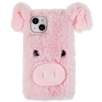 Voor iPhone 14 schattig pluche cartoon varken zachte TPU beschermhoes telefoon achterkant