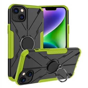 Voor iPhone 14 PC + TPU Four Corner Airbag Phone Back Cover Ring Kickstand Drop-proof Case