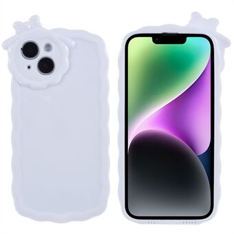 TPU-telefoonhoes voor iPhone 14, effen witte anti- Scratch TPU-telefoonachterkant met 3D Cartoon Monster-ontwerp