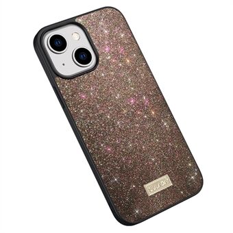 SULADA schokbestendig telefoonhoesje voor iPhone 14, PU-leer gecoat PC + TPU glitter pailletten Stijlvolle mobiele telefoonhoes