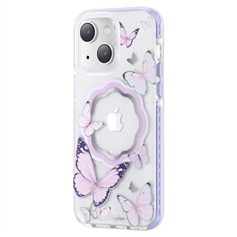 KINGXBAR Butterfly Series IML-telefoonhoes voor iPhone 14 Compatibel met MagSafe, militaire kwaliteit getest op vallen PET+TPU anti-vergelende telefoonhoes