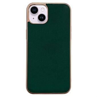 Silky Series Nano Electroplating Back Cover voor iPhone 14, met echt leer gecoate TPU Drop-proof beschermhoes