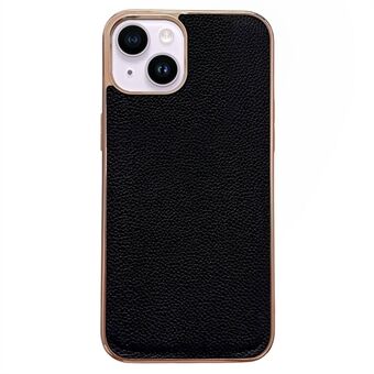 Litchi Texture mobiele telefoon achtercover voor iPhone 14, nano galvaniseren lederen gecoate TPU telefoonhoes