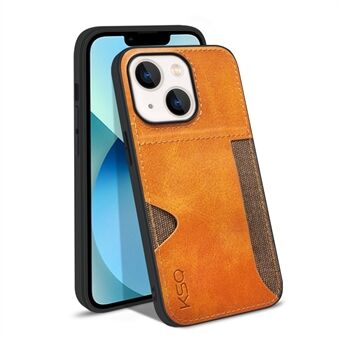 KSQ Style-D voor iPhone 14 enkele kaartsleuf PU-leer gecoat TPU + stoffen beschermhoes telefoon achterkant