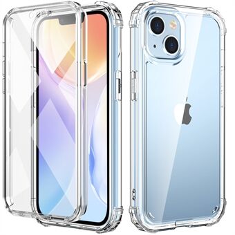 Transparante telefoonhoes voor iPhone 14, versterkte hoeken bescherming Flexibele TPU + acryl anti- Scratch telefoonhoes met PET-schermbeschermer