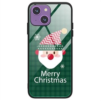 Voor iPhone 14 TPU + gehard glas Anti- Scratch Anti-drop achterbehuizing Leuke kerstpatroonbedrukking Beschermhoes - SD