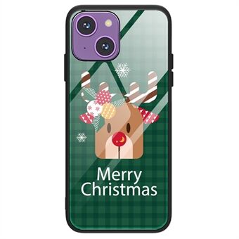 Voor iPhone 14 TPU + gehard glas Anti- Scratch Anti-drop achterbehuizing Leuke kerstpatroonbedrukking Beschermhoes - SD