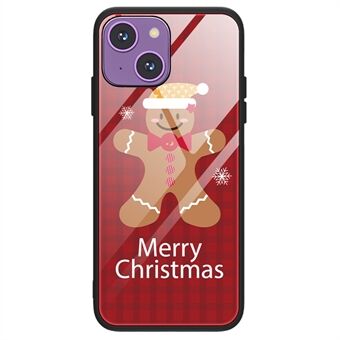 Voor iPhone 14 TPU + gehard glas Anti- Scratch Anti-drop achterbehuizing Leuke kerstpatroonbedrukking Beschermhoes - SD