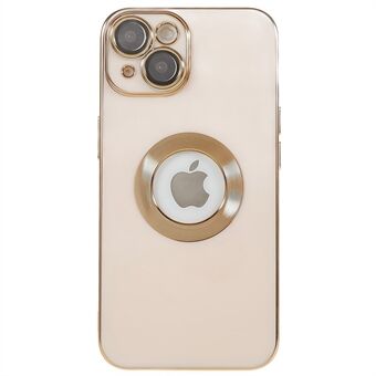 Voor iPhone 14 Hollow Logo Hole Design TPU Anti-drop Cover CD Texture Ring Decor Phone Back Case met Lens Film