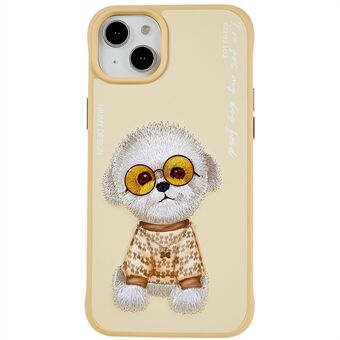 NIMMY Glasses Pet Series voor iPhone 14 Borduurtelefoonhoes PU-leer + PC + TPU Anti-drop achteromslag