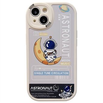 Voor iPhone 14 Letter Astronaut Patroon Telefoonhoes Precieze uitsparing Lensbescherming Flexibele TPU-hoes