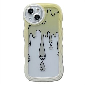 Voor iPhone 14 Waterdruppelpatroon Afdrukken Achterkant van de behuizing Zachte TPU Golvende Edge Comfortabele grip Anti- Scratch Schokbestendig telefoonhoesje
