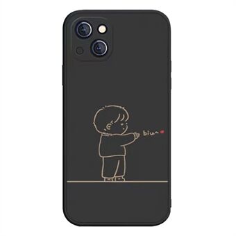 Voor iPhone 14 Vloeibare siliconen textuur Zachte TPU-telefoonhoes Leuk mooi paar Ontwerppatroon Afdrukken Camerabeschermhoes