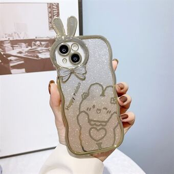 Schokbestendig Hoesje voor iPhone 14 Konijn Ontwerp Galvaniseren Telefoonhoes Gradiënt Glitter Zachte TPU Cover