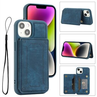 Back Shell voor iPhone 13 / 14 6.1 inch, PU-leer gecoat TPU telefoonhoesje Dubbele kaarthouder Standaard magnetische hoes