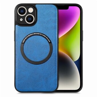 Autohouder Metaalplaat Telefoonhoes voor iPhone 14, PU-leer gecoat PC+TPU [hone Cover