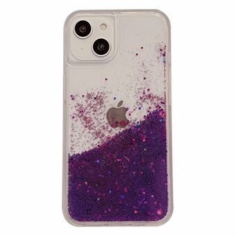 Voor iPhone 14 Flowing Liquid Quicksand Beads PC + TPU Case Back Protector Phone Cover