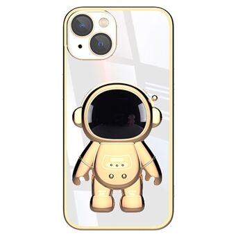 Voor iPhone 14 Telefoonhoes met Astronaut-vormige standaard Galvanische telefoonhoes met lensfilm