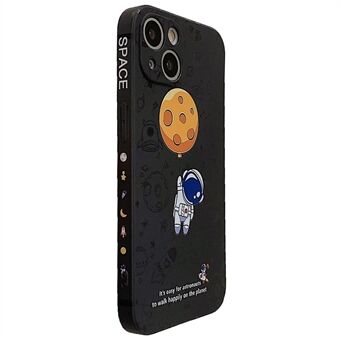 Voor iPhone 14 Precieze uitsparing Telefoonhoes Moon Astronaut Patroon Anti-drop Flexibele TPU Cover