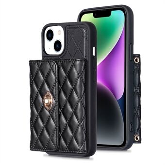 BF21-Style voor iPhone 13 / 14 PU-leer + TPU-telefoonhoes Kaarthouder Kickstand Cover met schouderriem